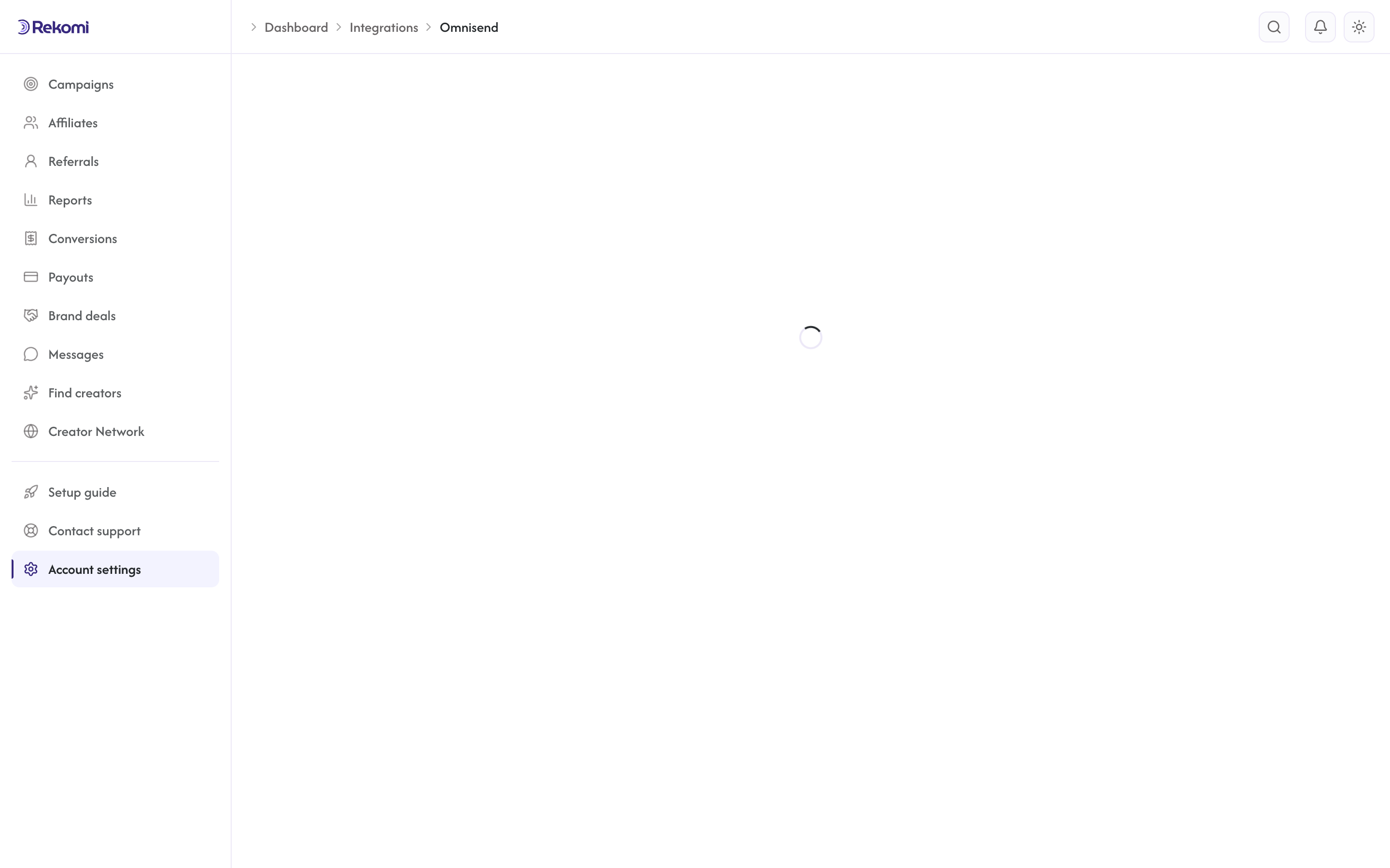 The Omnisend connect form in Rekomi with the API key input and Connect button
