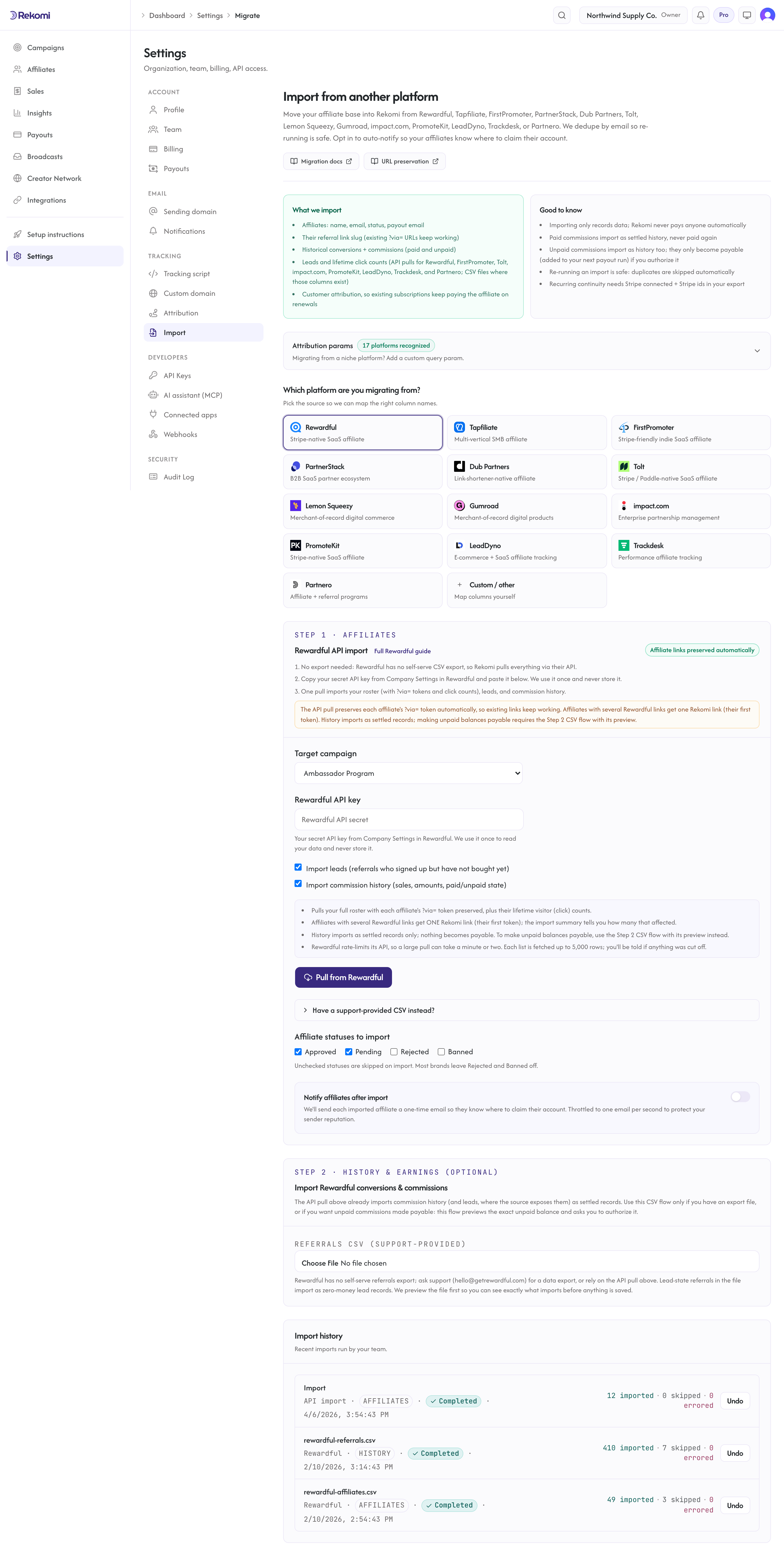 The migration source picker with the 20 supported sources